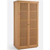 Gabin Solid Pine & Rattan 2-Door Wardrobe