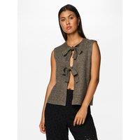 Sleeveless Tie Cardigan