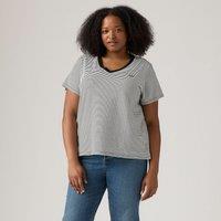 Striped V-Neck T-Shirt with Short Sleeves