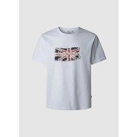 Crew Neck T-Shirt with Flag Logo