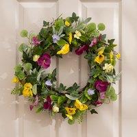 55cm Spring Floral Pansy Wreath