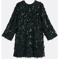 Sequin Flared Mini Dress with 3/4 Length Sleeves