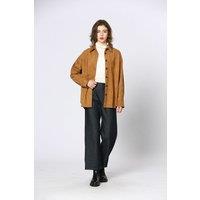 Faux Suede Shacket with Button Fastening