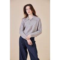 Zip-Up Cardigan with Polo Collar