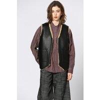 Sleeveless Jacket in Sherpa-Lined Faux Leather