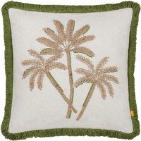 Palm Embroidered Feather Rich Cushion