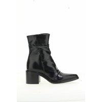 Ruched Leather Ankle Boots with Pointed Toe