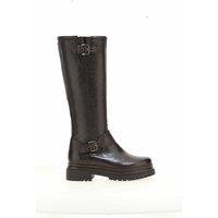 Leather Knee-High Boots with Buckles