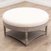 Maurice Round Linen Upholstered Ottoman Footstool