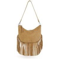 Lune Frange Shoulder Bag in Suede