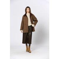 Mid-Length Coat with Velvet Collar