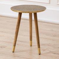 Isadora Antique Embossed Brass Side Table