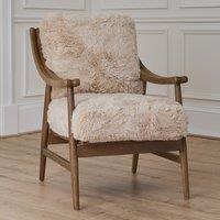Struan Mid-Century Faux Fur Armchair with Solid Oak Frame