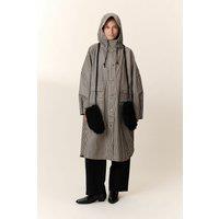 Vannah Hooded Cape with Gingham Check Pattern