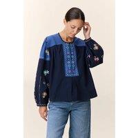 Chuki Crew Neck Blouse with Embroidered Details