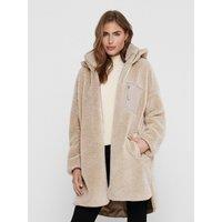 Sherpa Mid-Length Coat with Zip-Up Hood