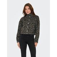 Short Leopard Print Coat with Button Fastening