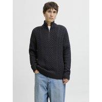 Cable Knit Jumper with Quarter-Zip