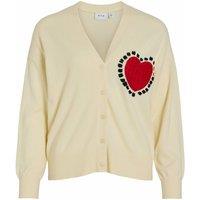 V-Neck Buttoned Cardigan with Heart Detail On Chest
