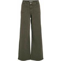 Wide Leg Jeans with Front Patch Pockets and High Waist