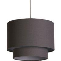 30cm Grey 2-Tier Linen Drum Shade