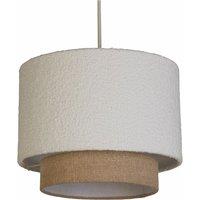 30cm White 2-Tier Boucle & Gold Linen Drum Shade