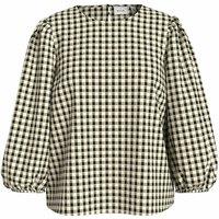 Checked Crew Neck Blouse