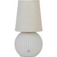 Rechargeable Ribbed White Glass Table Lamp