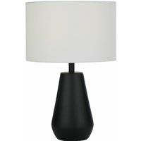 Pair of Matt Black Touch Table Lamps with Linen Shade