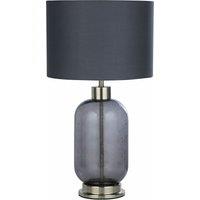 Smoked Glass & Satin Nickel Table Lamp