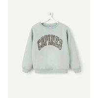 Crew Neck Sweatshirt with Leopard Print Slogan