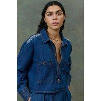 Ilayana Denim Shirt with Embroidered Details