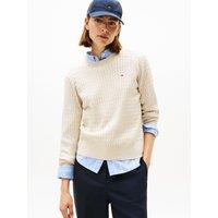 Cotton Crew Neck Jumper in Cable Knit
