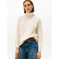 Wool Turtleneck Jumper in Cable Knit