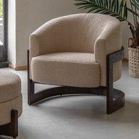 Cerron Rounded Boucle Tub Armchair with Dark Wood Legs