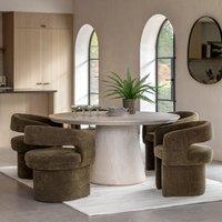 Pellan Round Travertine Finish Dining Table (Seats 4)