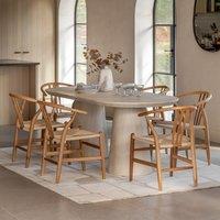 Pellan Oval Travertine Finish Dining Table (Seats 6)