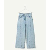 Wide Leg Jeans with Mid-Leg Cut-Out