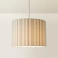 Large Natural Striped Detail Linen Drum Shade