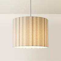 Small Natural Striped Detail Linen Drum Shade