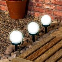 Set of 3 Solar Powered Outdoor Frosted Globe Garden Spike Lights