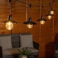 6 x Outdoor Pleated Scallop Garden String Lights - Battery Operated