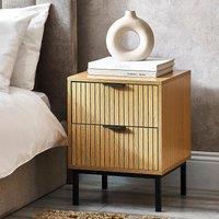 Gia Slatted Oak 2 Drawer Bedside