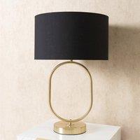 Brushed Gold Oval Table Lamp with Drum Shade