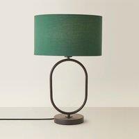 Matte Black Oval Table Lamp with Drum Shade