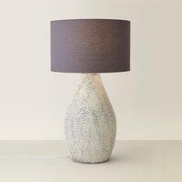 Grey Speckled Hand Finished Ceramic Stoneware Table Lamp with Linen Shade