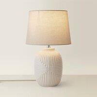 Medium Geometric Ribbed Gloss Table Lamp with Tapered Shade