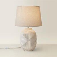Large Geometric Ribbed Gloss Table Lamp with Tapered Shade