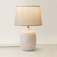 Small Geometric Ribbed Gloss Table Lamp with Tapered Shade