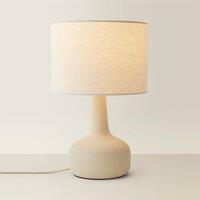 Squat Base Ceramic Stoneware Table Lamp with Linen Shade